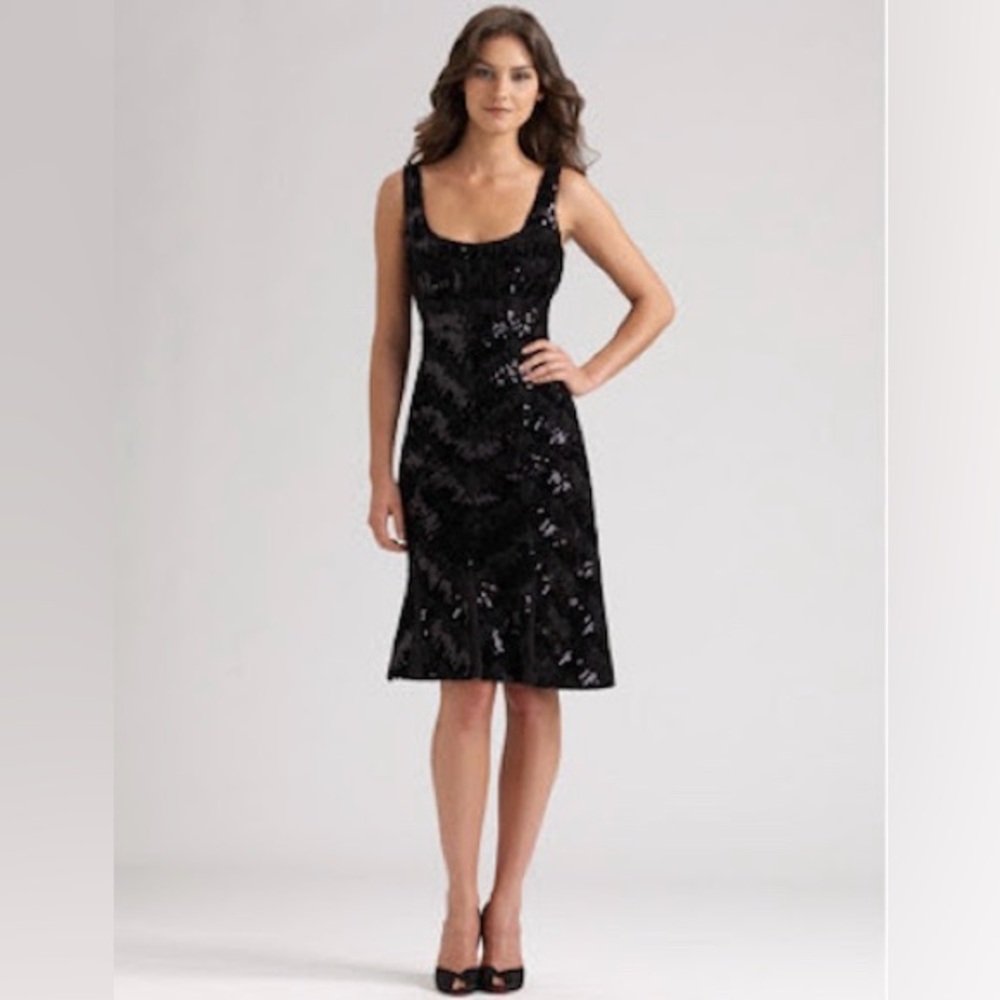 NWT Diane Von Furstenberg Devette Sequined Black Dress Sz. 6